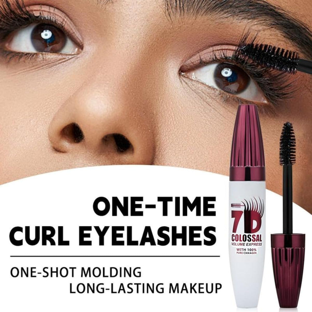 7D Waterproof Volume Mascara, Black Lengthening Thickening Softer Fuller Lashes Mascara,Long Lasting Natural Curling Lashes for Professional Eye Makeup, for Women and Girls (1Pcs)