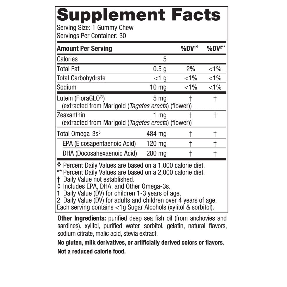 Nordic Naturals Kids Eye Health Gummies w/ 484mg Omega-3 + Lutein, 30 Count