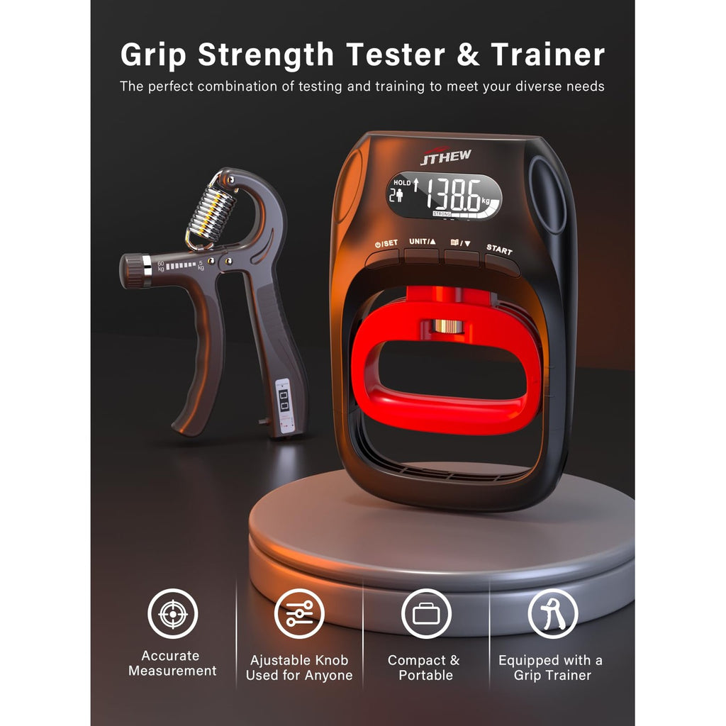 Grip Strength Tester Trainer - Electronic Hand Dynamometer of 400lbs/180kg & Grip strengthener with Adjustable Resistance for Sport