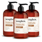 Buy now Soapbox Liquid Hand Soap, Coconut Milk & Sandalwood, Gentle & Moisturizing Hand Wash for Kitchen and Bathroom, Vegan & Cruelty Free Scented Hand Soap 12 Ounce Pump Bottles (Pack of 3) at indiglob india