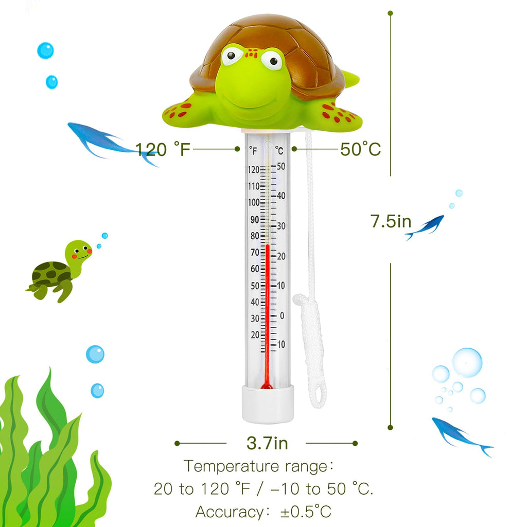 XY-WQ Turtle Floating Pool Thermometer with String, Easy-Read