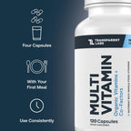 Transparent Labs Daily Multivitamin for Women - Whole-Food-Based Multivitamin for Men, Vegan, Clean, Organic Vitamin Supplement w Vitamins, Lutein, Biotin, Folate & Magnesium - 120 Capsules
