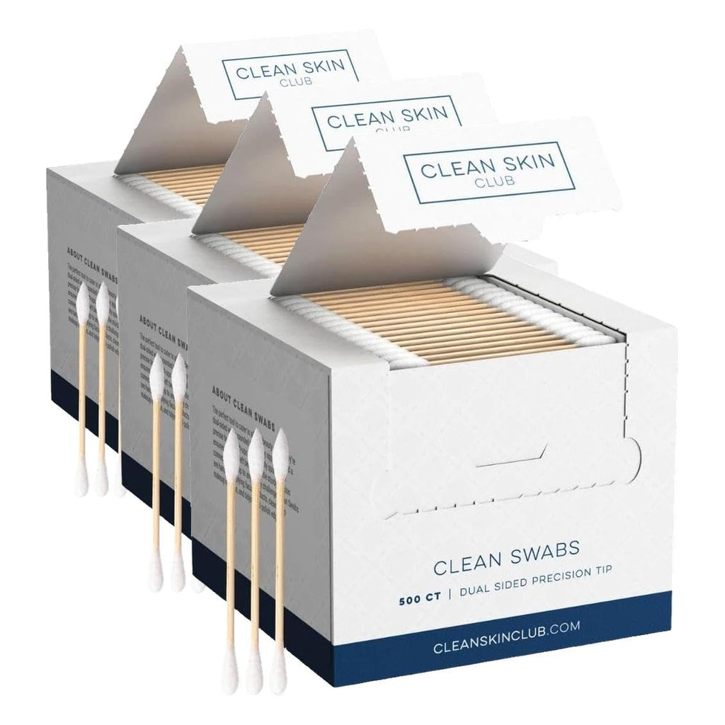Clean Skin Club Clean Swabs | 500CT | One Pointed Tip | Biodegradable + Organic Cotton & Bamboo | Makeup & Nail Polish Touch-ups | Chlorine-Free & Hypoallergenic (500 Count)