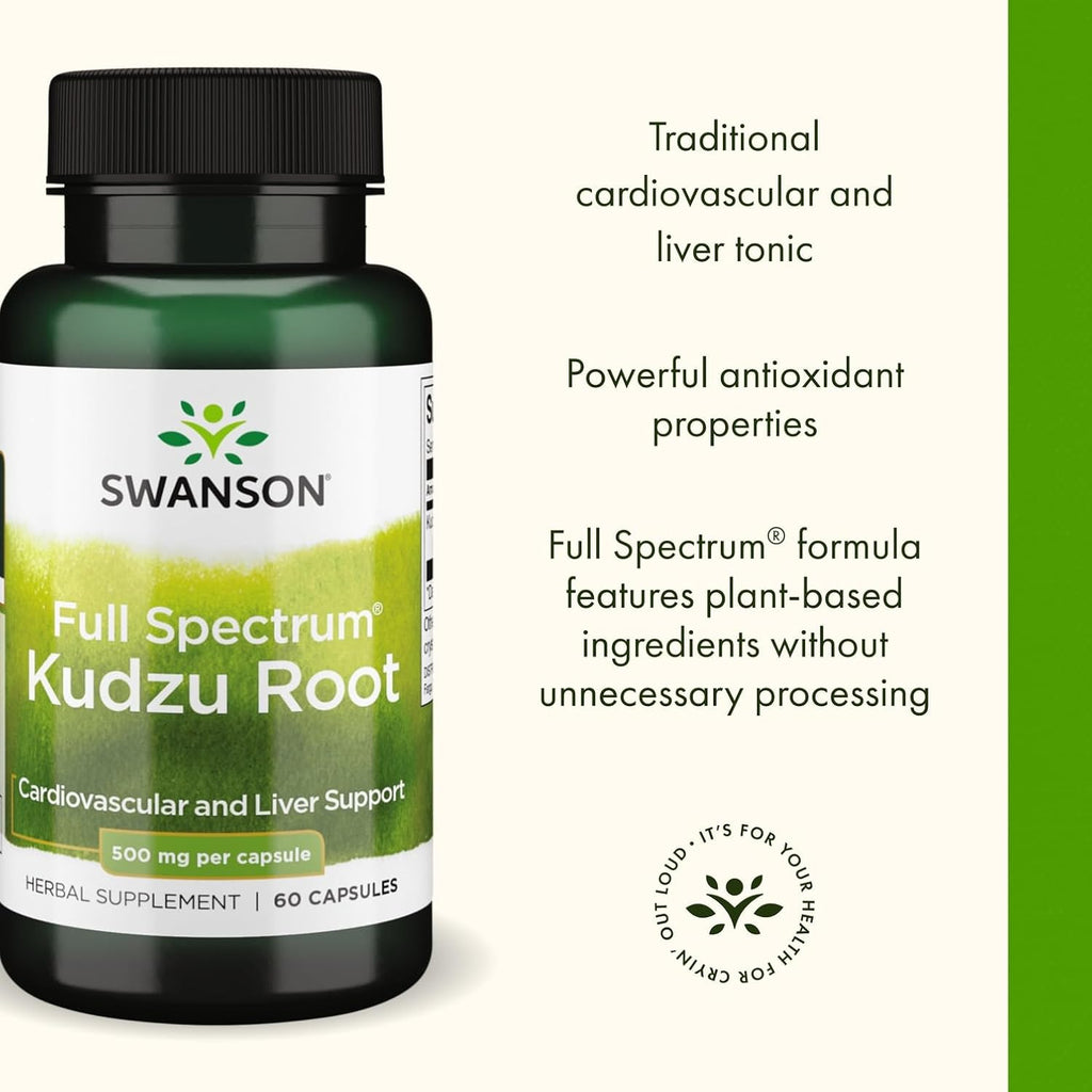 Buy now Swanson Full Spectrum Kudzu Root - Herbal Supplement Supporting Heart Health & Liver Health - May Support Healthy Blood Pressure & Cholesterol Levels - (60 Capsules, 500mg Each) at indiglob india