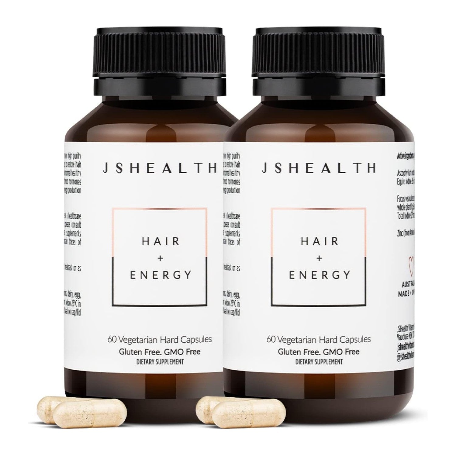 JSHealth Hair Growth Vitamins for Women. Hair + Energy with Kelp Iodine and Zinc. Supports Thickness, Strength, Energy. Nutritionist-Formulated (60 Capsules) | Hair Vitamins for Women and Men, Zinc and Iodine Hair Supplements for Hair Growth