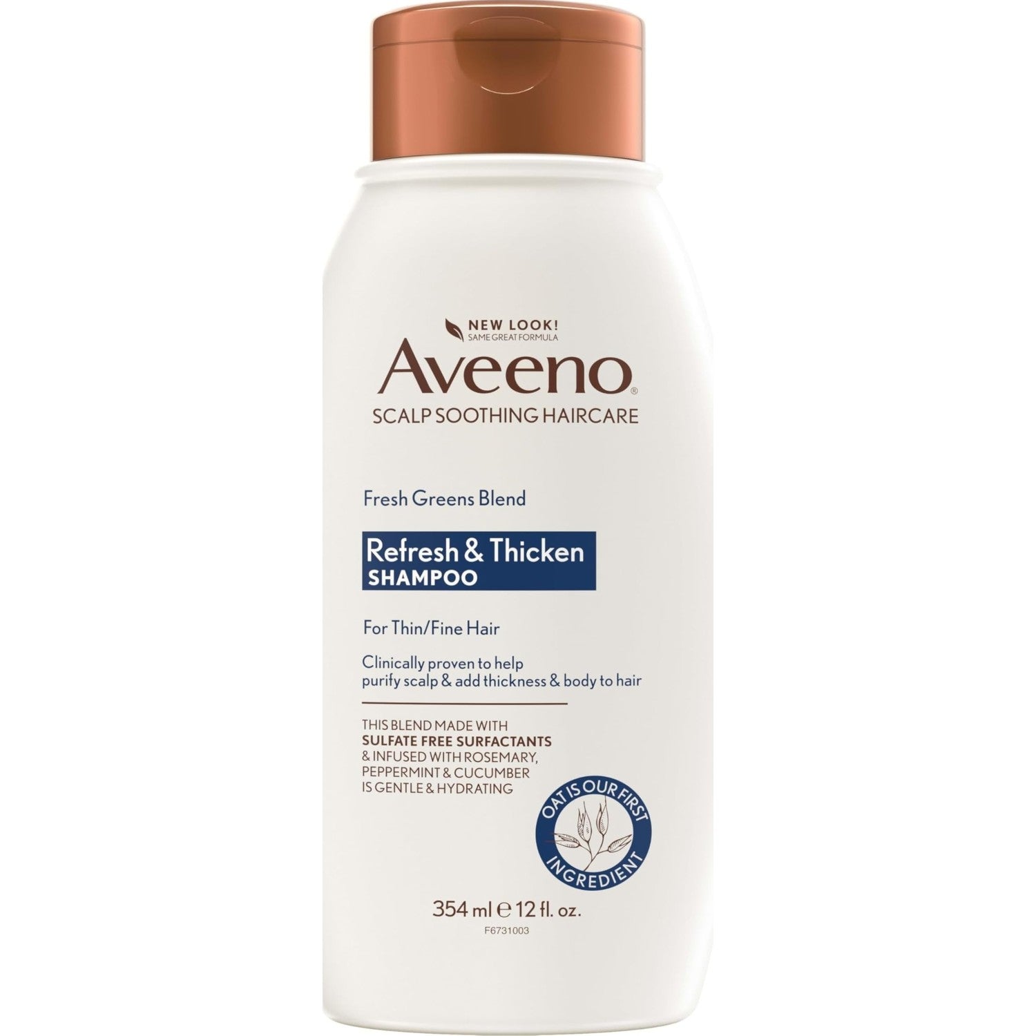 Aveeno Fresh Greens Blend Natural Volumizing Shampoo, Cucumber, Rosemary, for Fine Hair, 12 fl oz