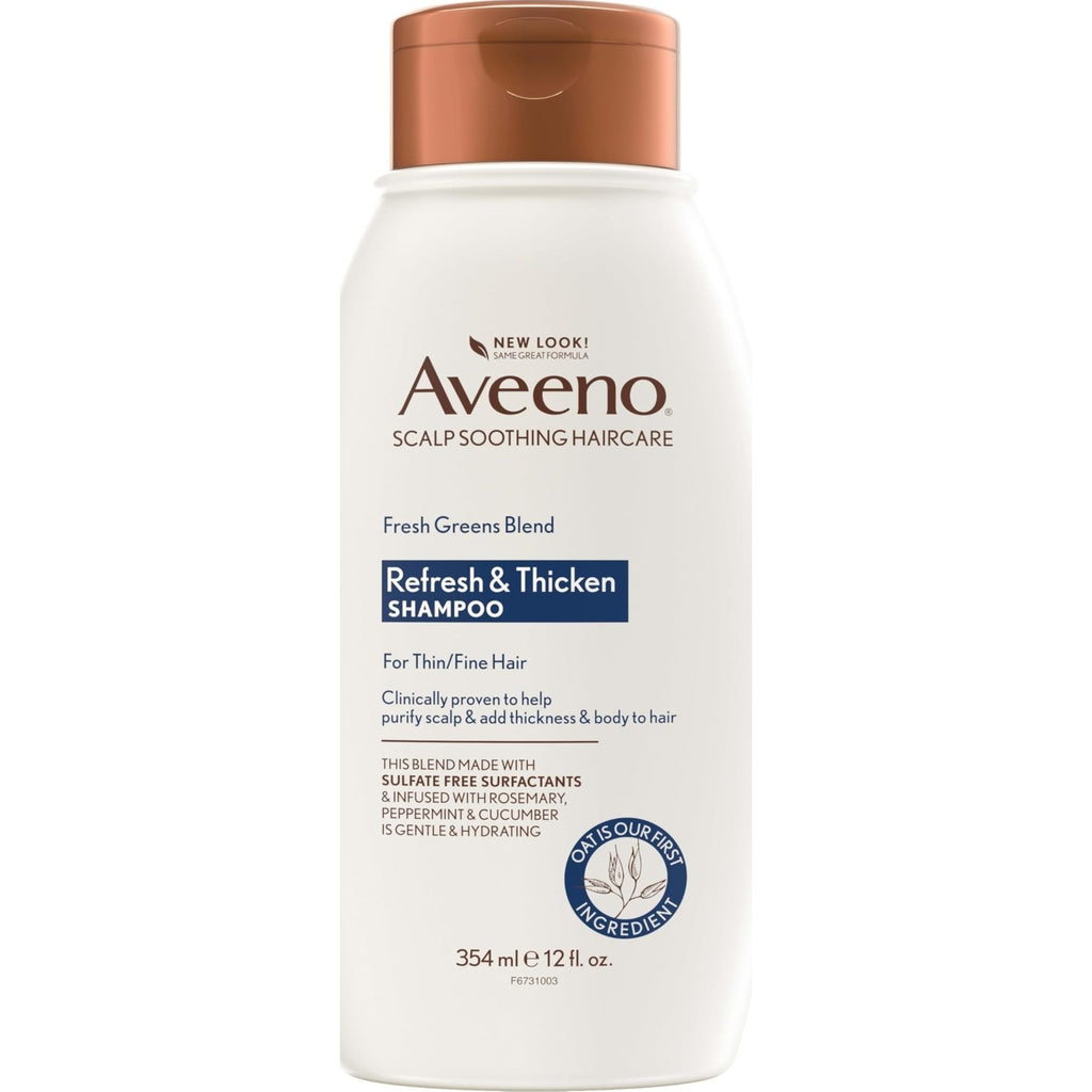 Aveeno Fresh Greens Blend Natural Volumizing Shampoo, Cucumber, Rosemary, for Fine Hair, 12 fl oz