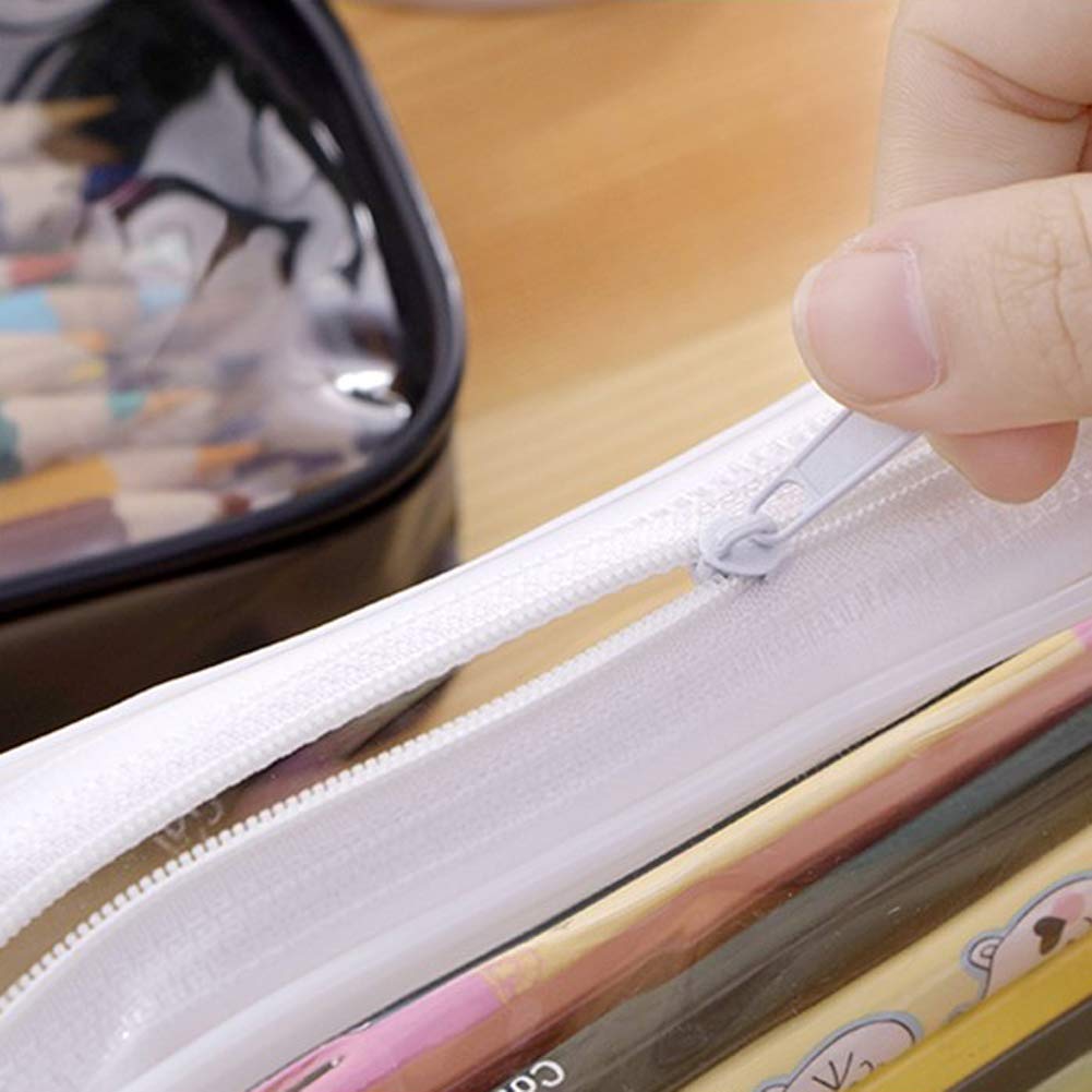 BlingKingdom 2PCS Clear Cases with Zipper, Makeup Brush Bag for Traveling