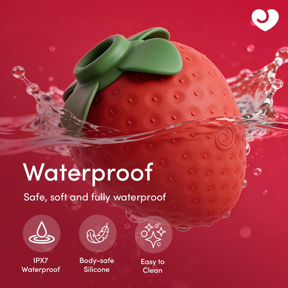 Lovehoney Strawberry Clit Sucker Womens Sex Toy, Discreet Air Pulse Suction