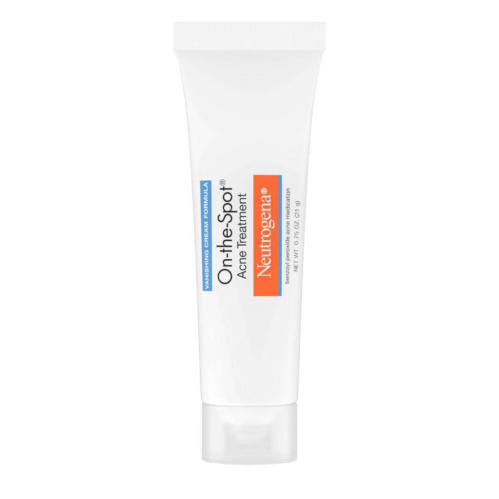 Neutrogena On-The-Spot Acne Spot Treatment Cream, 0.75 oz | 2.5% Benzoyl Peroxide, Gentle Blemish Medicine, Acne-Prone Skin, Vanishing Formula, Clinically Proven Day-1 Results