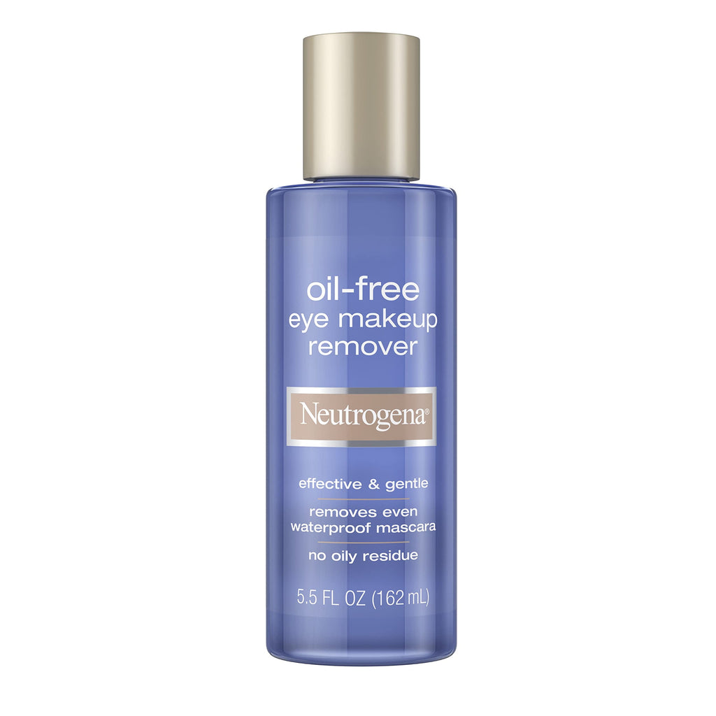 Neutrogena Eye Makeup Remover, 5.5 fl oz | Gentle Oil-Free Formula for Sensitive Eyes, Liquid Makeup Remover & Cleanser with Aloe & Cucumber, Waterproof Mascara Remover