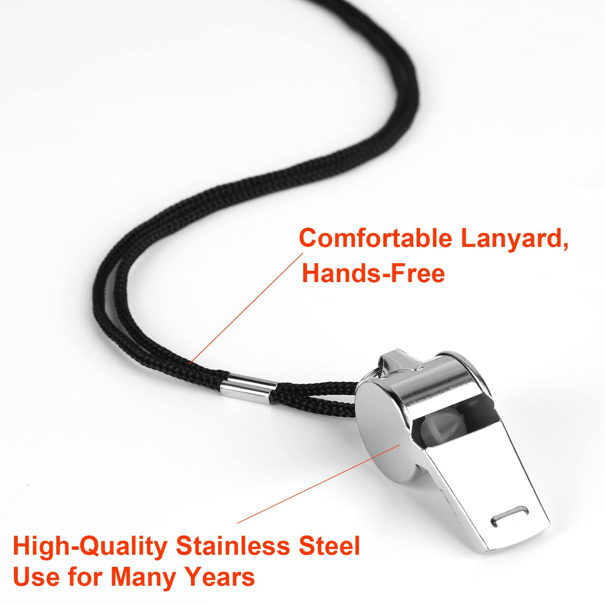 Whistle, 24 PCS Professional Stainless-Steel Whistles with Lanyards in Bulk, Very Loud Metal Sports Whistle, Perfect for Coaches, Referees, Lifeguards, Officials, and Teams, Silver