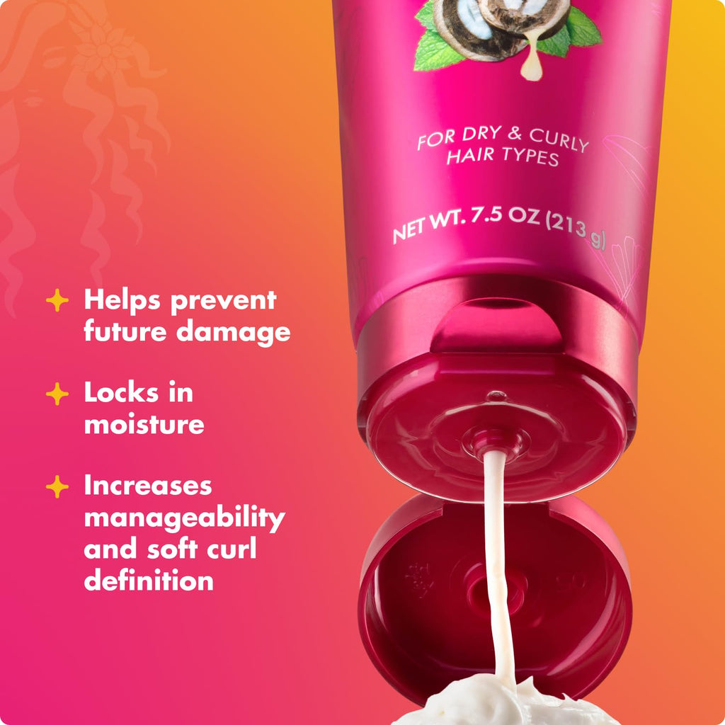 Mielle Organics Babassu & Mint Brazilian Curly Cocktail Curl Cream - Curl Defining, Hair Styling Cream for Textured Hair - Locks in Moisture, Boosts Definition & Softens Textured Hair, 7.5 Ounce