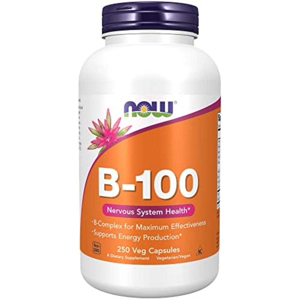 Buy now NOW Supplements, Vitamin B-100, Energy Production*, Nervous System Health*, 250 Veg Capsules at indiglob india