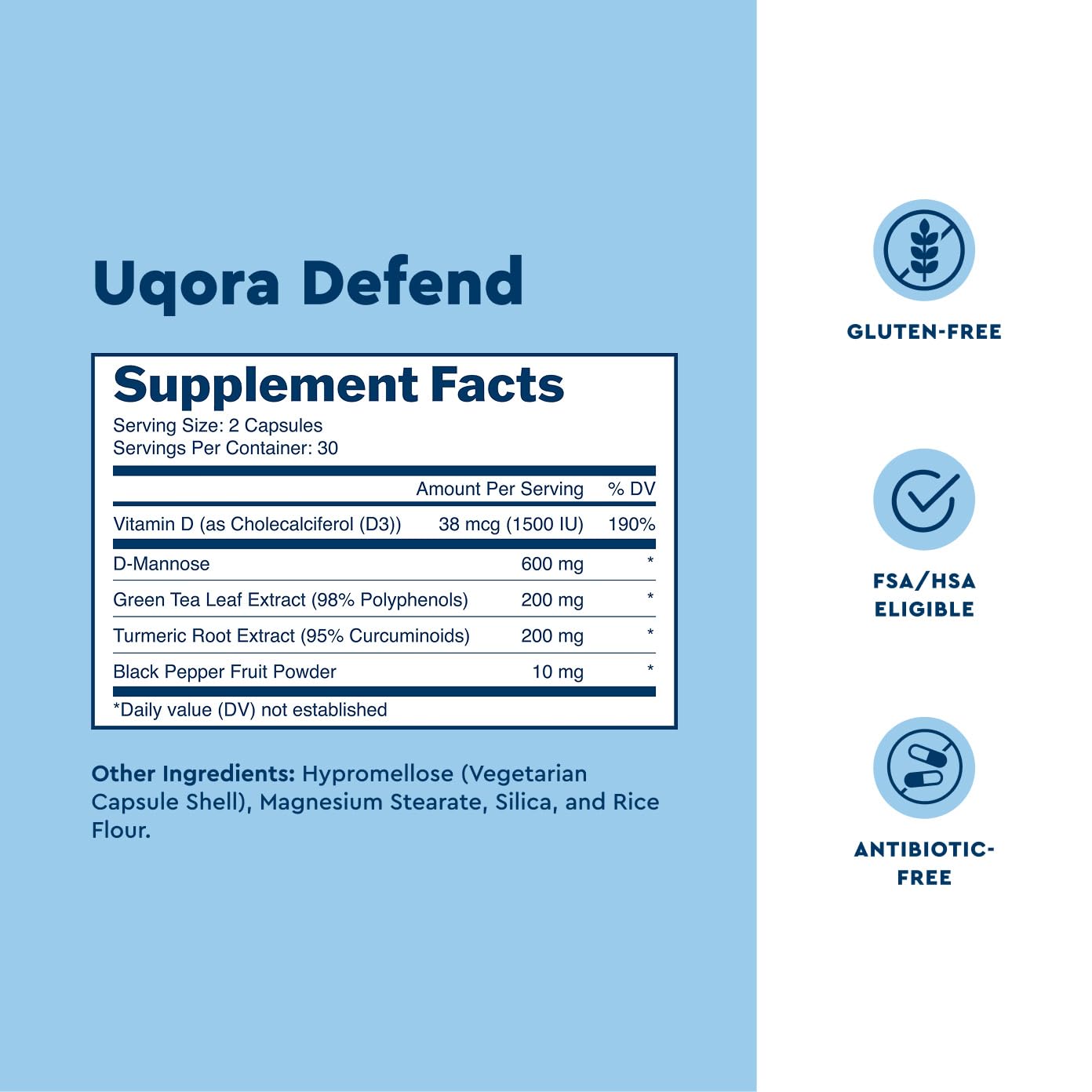 Uqora Defend, Urinary Tract Support, 120 Capsules (2 Pack) | Urinary Tract Health Supplement, Cleanse Biofilm** with D-Mannose, Green Tea Extract, Turmeric Extract, and More, Gluten-Free