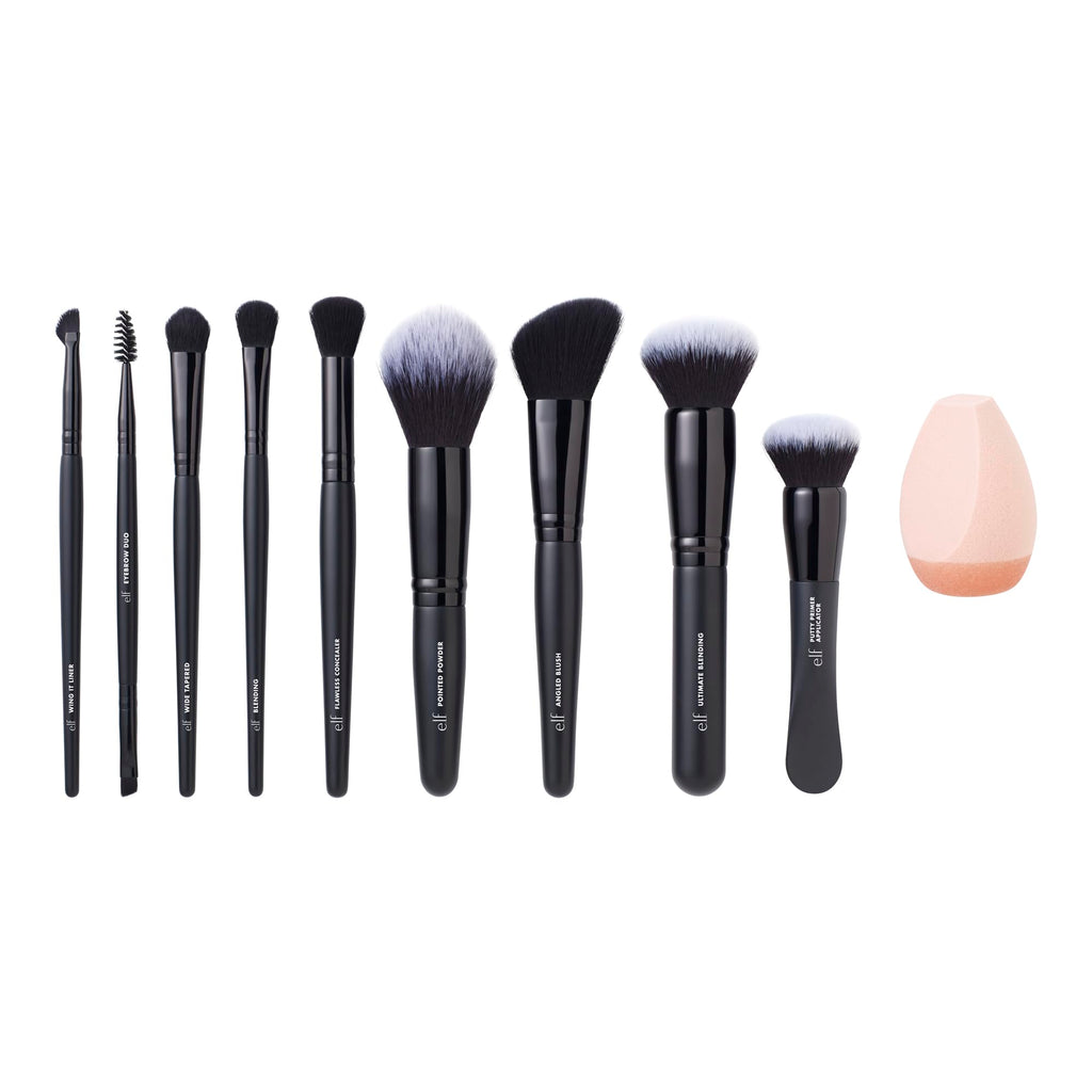 Buy now e.l.f. Ten Out Of Ten Brush Set, 10 Piece Brush Kit, Brushes For Face Makeup, Eyes, Brows & More, Made With Synthetic Bristles, Vegan & Cruelty-Free at indiglob india