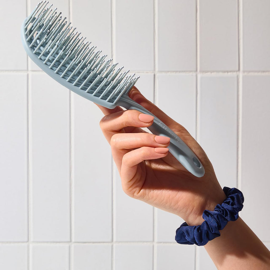 Kitsch Flexi Flow Detangler Brush, Hair Brushes For Women - Haze Blue | Brush Detangler for Women, Men & Kids, Curly Hair Brush w/ Bendable Frame, Bounce Curl Defining Brush for Wet or Dry Strands