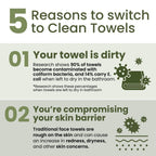 Clean Skin Club Bamboo Viscose Clean Towels® XL 100% USDA Biobased Face Towel, Disposable Face Towelette, Makeup Remover Dry Wipes, Ultra Soft, 50 Ct, 1 Pack