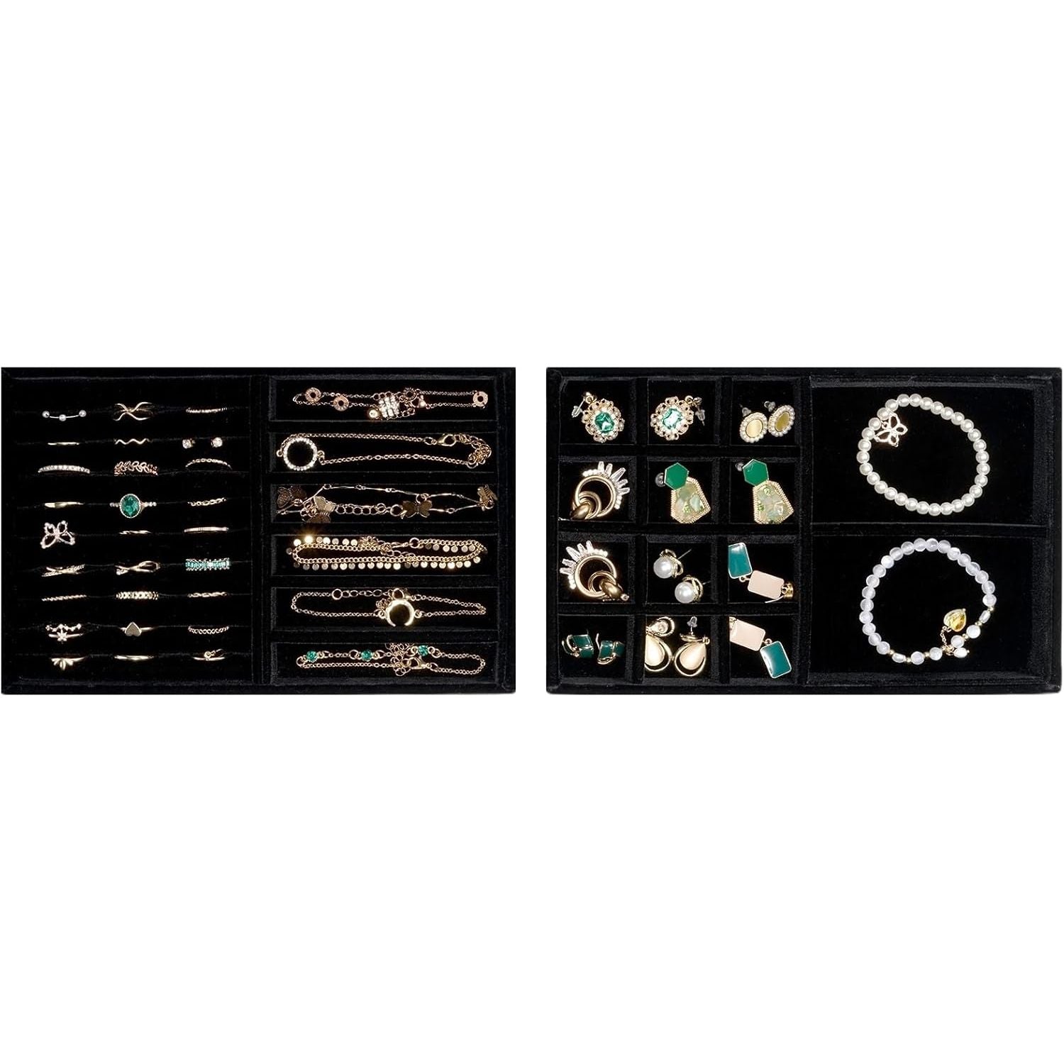 Buy now ProCase Stackable Jewelry Organizer Trays for Drawers, Jewelry Drawer Inserts Container Display Case Storage for Earring Necklace Rings Bracelet with Removable Dividers -Grey, 4 Layers 2 Layers Shadow Black at indiglob india
