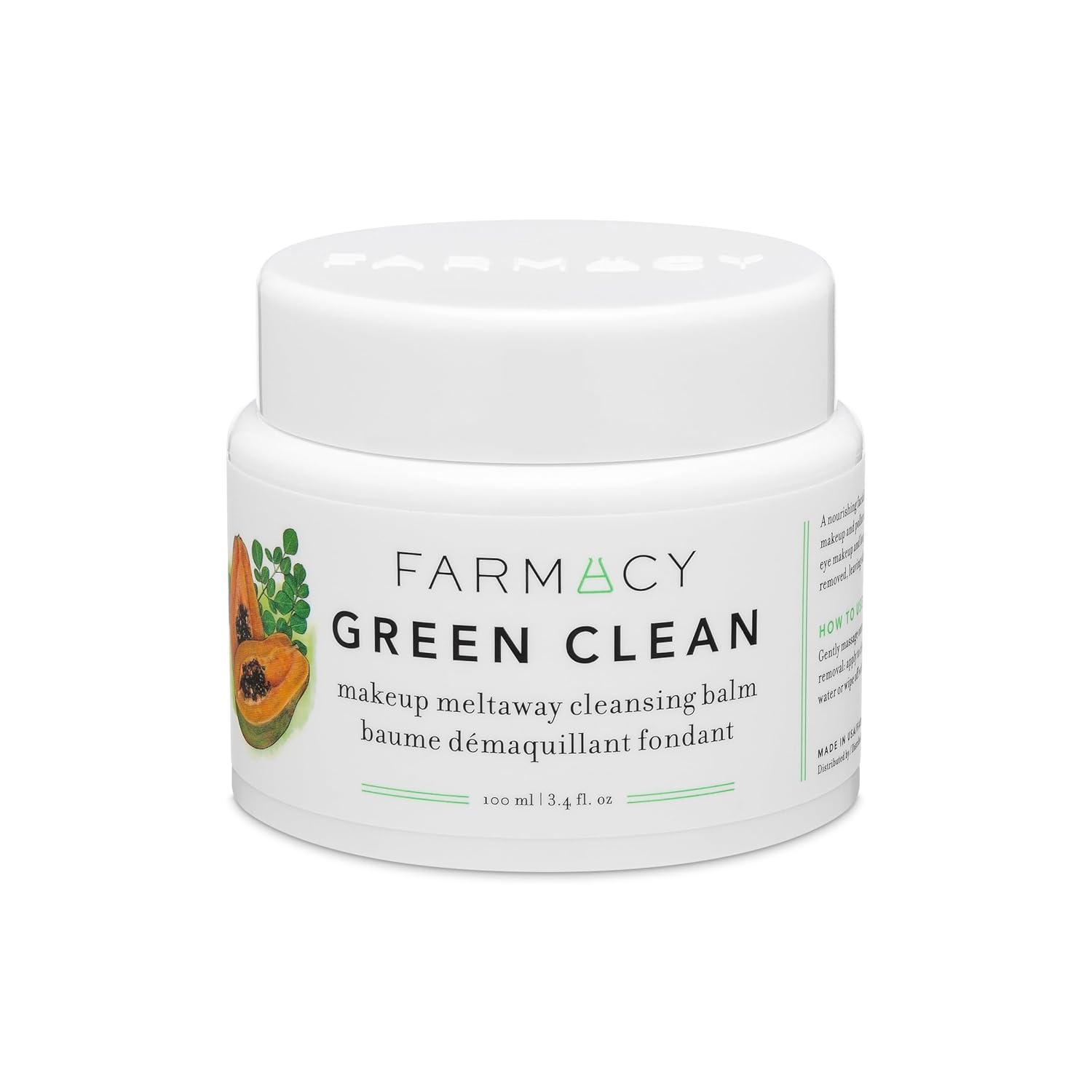 Buy now Farmacy Makeup Remover Cleansing Balm - Green Clean Waterproof Makeup Remover + Oil Based Cleanser - Gentle Exfoliating Double Cleanser - Melts From Balm to Milky Lather (100ml) at indiglob india