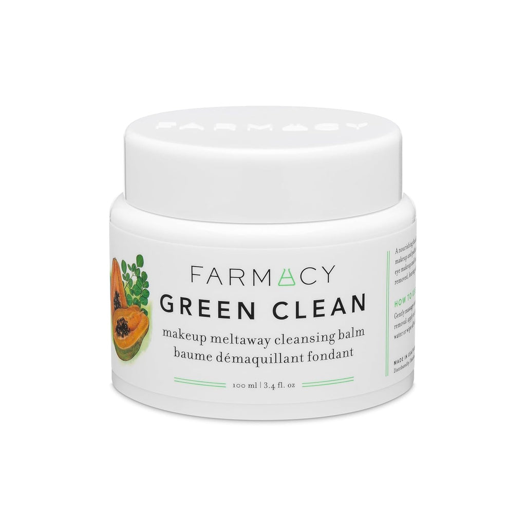 Buy now Farmacy Makeup Remover Cleansing Balm - Green Clean Waterproof Makeup Remover + Oil Based Cleanser - Gentle Exfoliating Double Cleanser - Melts From Balm to Milky Lather (100ml) 3.4 Ounce (Pack of 1) Original Balm at indiglob india