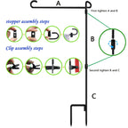 Garden Flag Stand Premium Garden Flag Pole Holder for All Seasons Yard Flags Metal Powder-Coated Weather-Proof Paint with 2 Stoppers and 1 Anti-Wind Clips