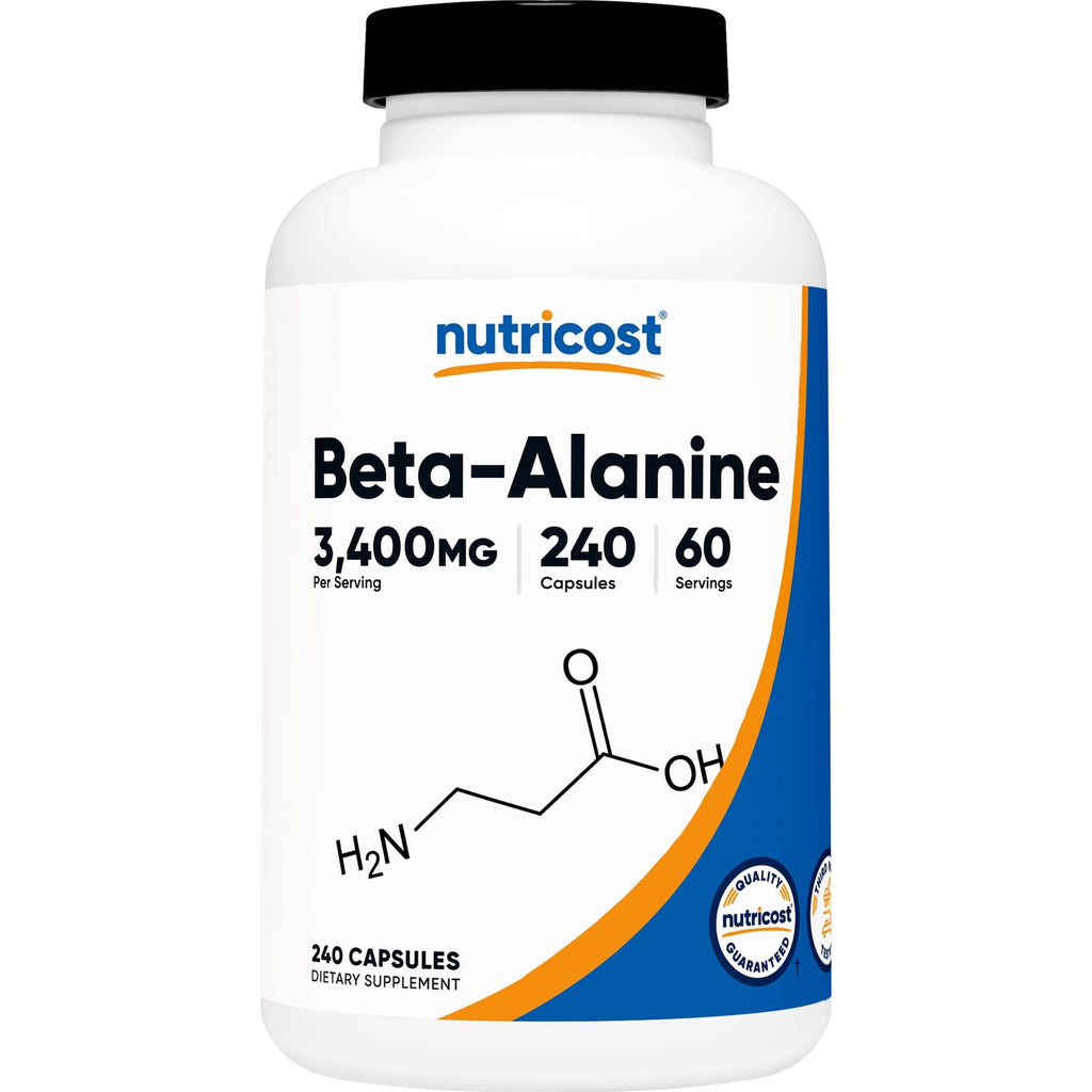 Nutricost Beta-Alanine Capsules 3400mg, 240 Capsules, 60 Servings | Potent Beta Alanine, Gluten Free & GMO-Free, 850mg Per Cap