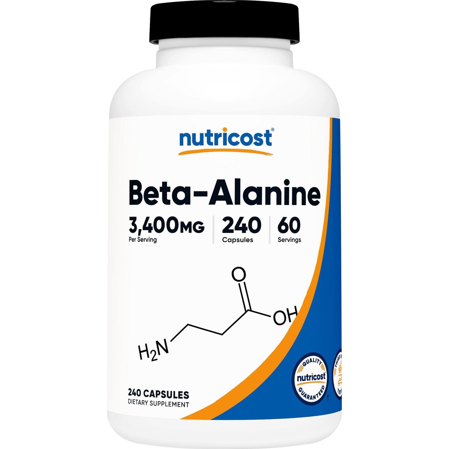 Nutricost Beta-Alanine Capsules 3400mg, 240 Capsules, 60 Servings | Potent Beta Alanine, Gluten Free & GMO-Free, 850mg Per Cap