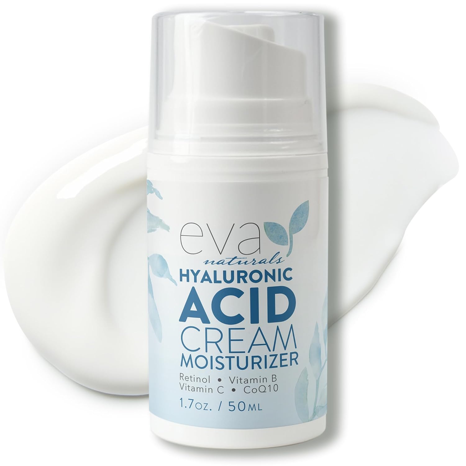 Buy now Eva Naturals Hyaluronic Acid Face Cream â€“ Deep Hydration & Firming Moisturizer with Retinol, Vitamin C & Q10 for Anti-Aging, Wrinkle Reduction & Collagen Support â€“ Day & Night Facial Cream - 1.7 Fl Oz at indiglob india