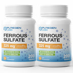 Puregen Labs Ferrous Sulfate 325 mg (65 mg Elemental Iron) High Potency Iron Supplement | No Artificial Color Additives - 200 Tablets