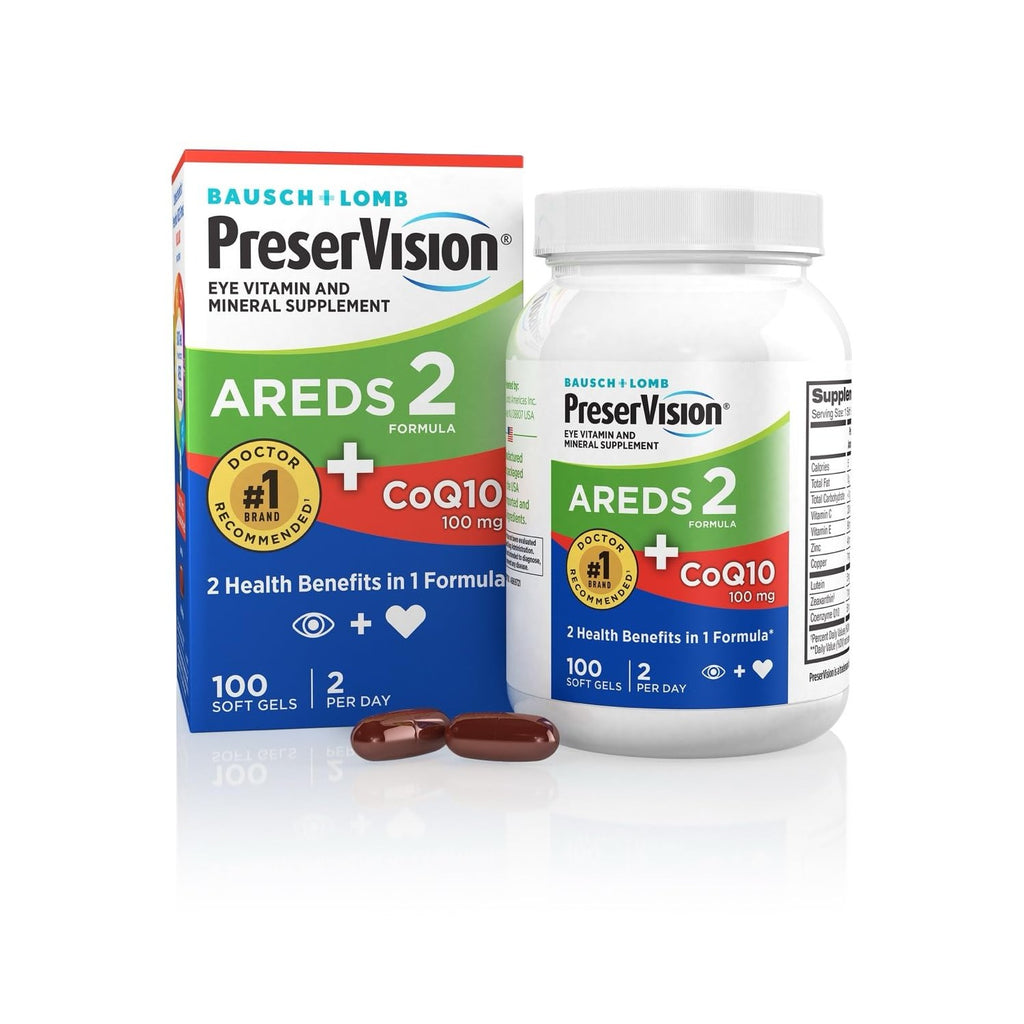 PreserVision AREDS 2 Eye Vitamins Lutein Zeaxanthin Supplement 100 Softgels | AREDS 2 formula, macular support vitamins*, lutein & zeaxanthin, vitamin C, E, zinc, CoQ10, #1 eye doctor recommended brand1