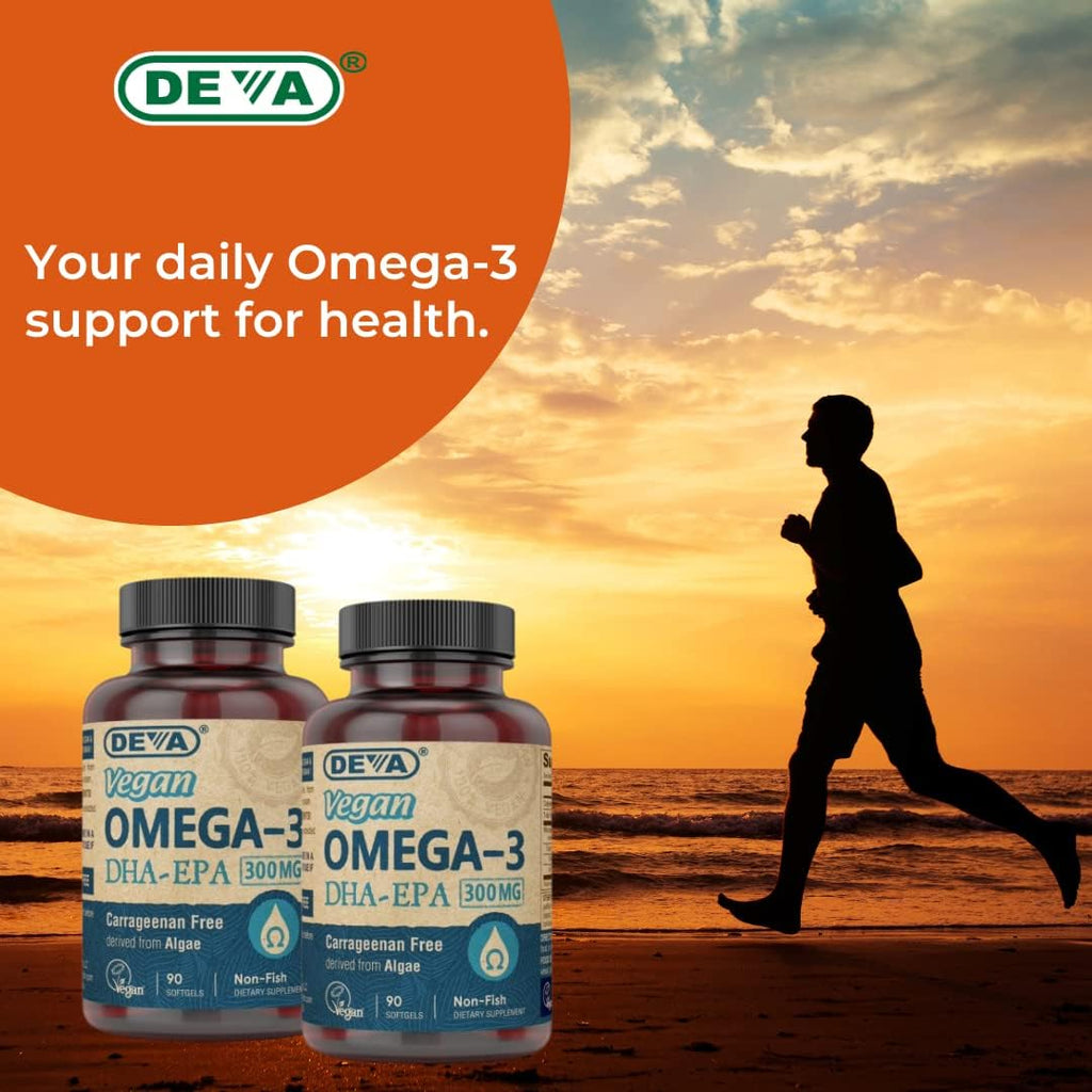 Buy now DEVA Vegan Omega-3 DHA EPA Supplement Once-Per-Day Softgel 300 MG - Carrageenan Gelatin & Gluten Free - Non-Fish Algae Oil Fatty Acids - 90 Softgels at indiglob india