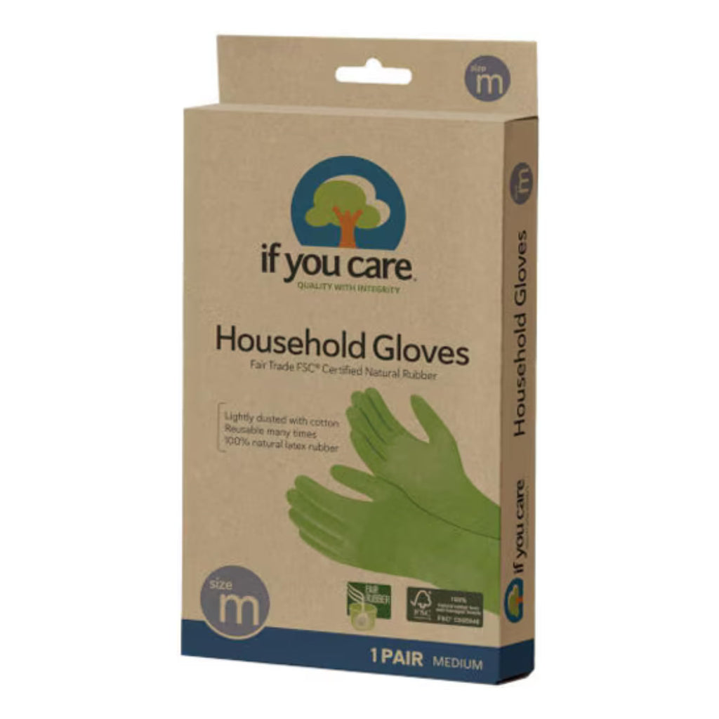 If You Care Medium Cotton Flock Lined Household Gloves – Durable, Reusable, Fair Trade Rubber – 1 Pair