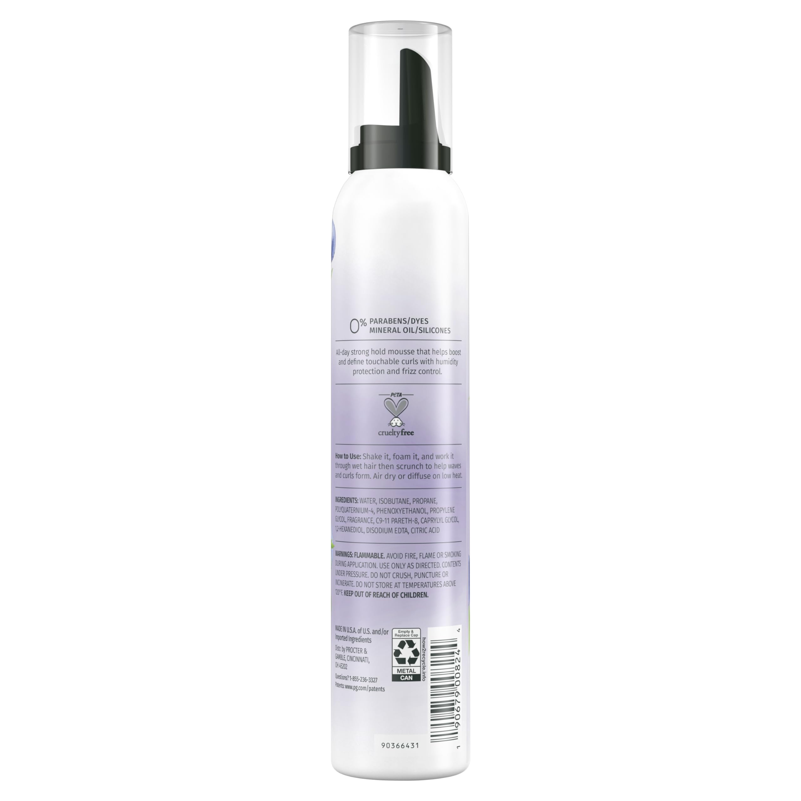 Herbal Essences Curl Boosting Mousse, Frizz Control for Curly & Wavy Hair, Long-Lasting Hold with Berry Scent, Paraben & Dye-Free, Cruelty-Free, 6.8 Fl Oz Each, 3 Pack