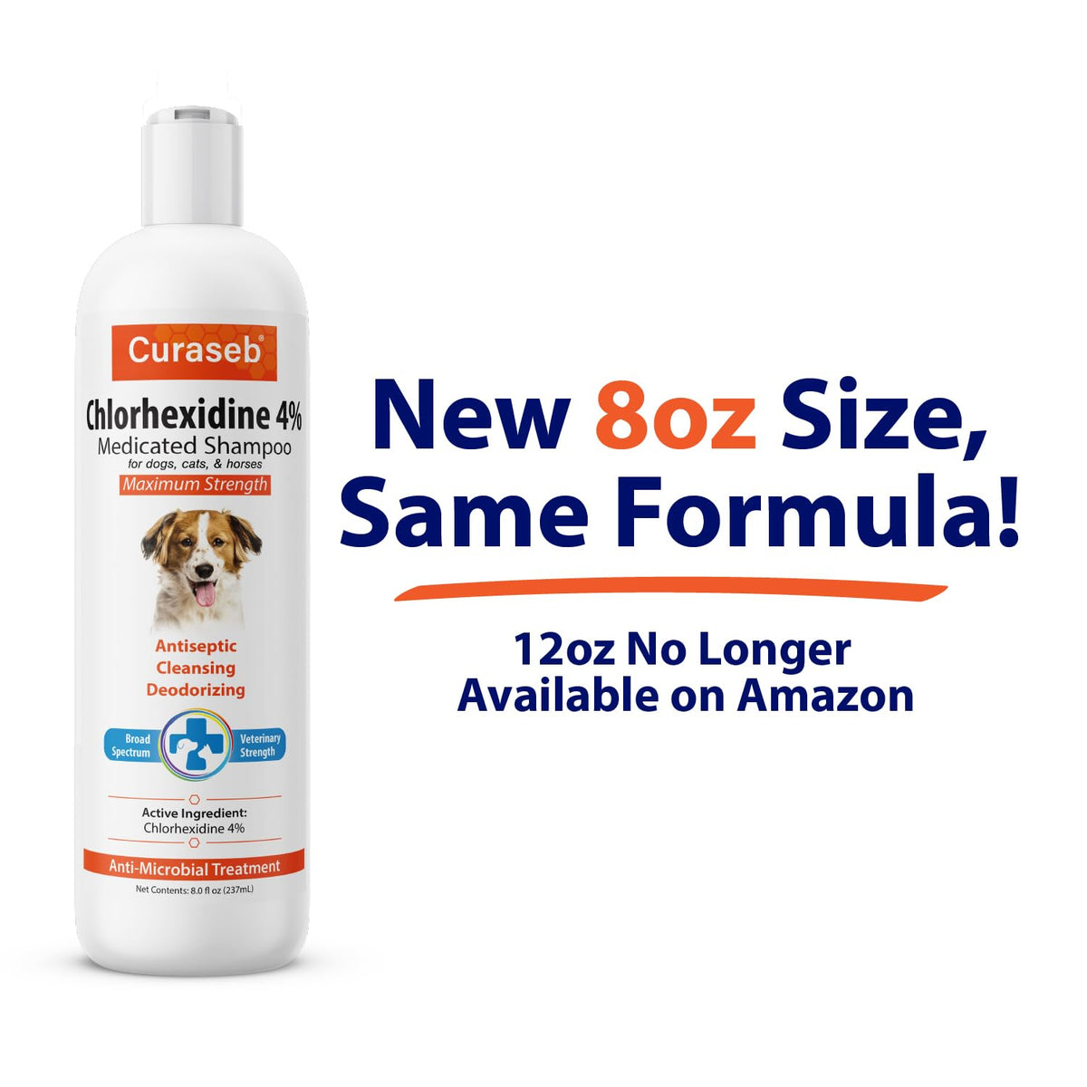 Curaseb Chlorhex 4% Shampoo for Dogs & Cats, Vet Strength Formula, 8oz