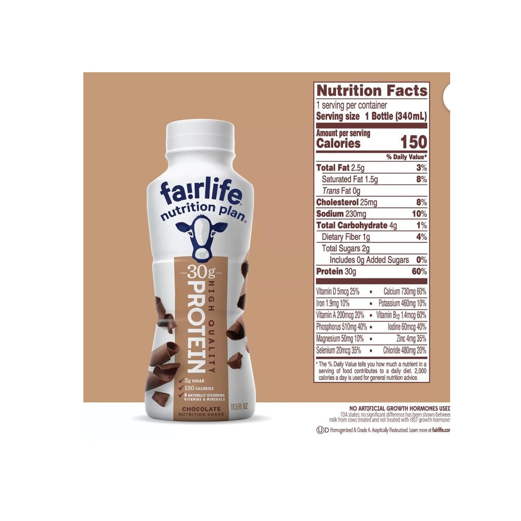 Baxter Expresss Fa!rlife Chocolate Nutrition Plan 30 g Protein Shakes - 12 pack, Lactose-Free 11.5 fl., oz. Bottles