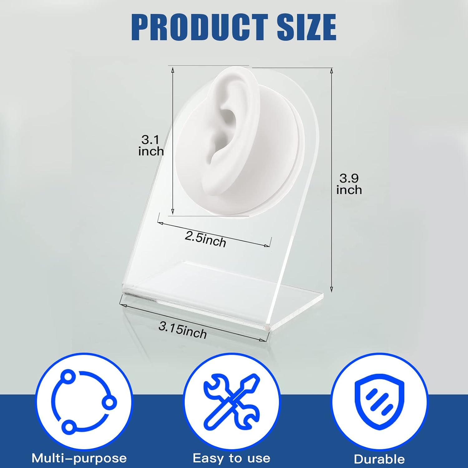 Buy now Cindeer Silicone Ear Model 2-Piece Set â€“ Flexible Reusable Fake Ear Mold with Acrylic Stand | Jewelry Display & Piercing Practice Tool (White) at indiglob india