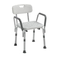 Drive Medical Premium Shower Chair with Back and Padded Arms, White