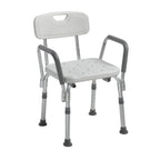 Drive Medical Premium Shower Chair with Back and Padded Arms, White