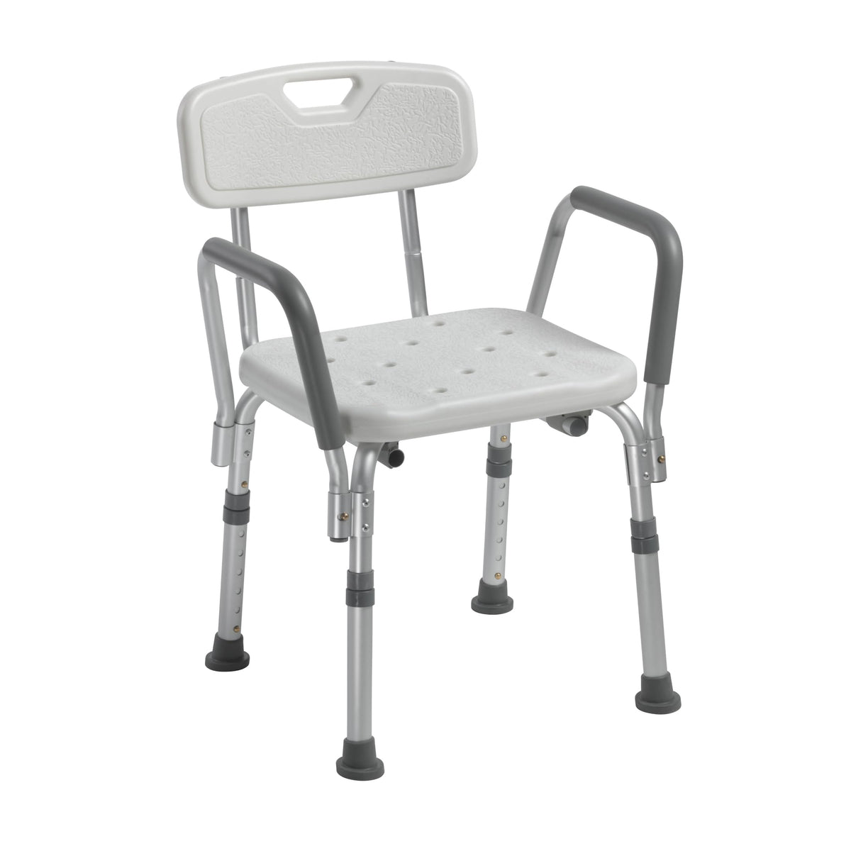 Drive Medical Premium Shower Chair with Back and Padded Arms, White