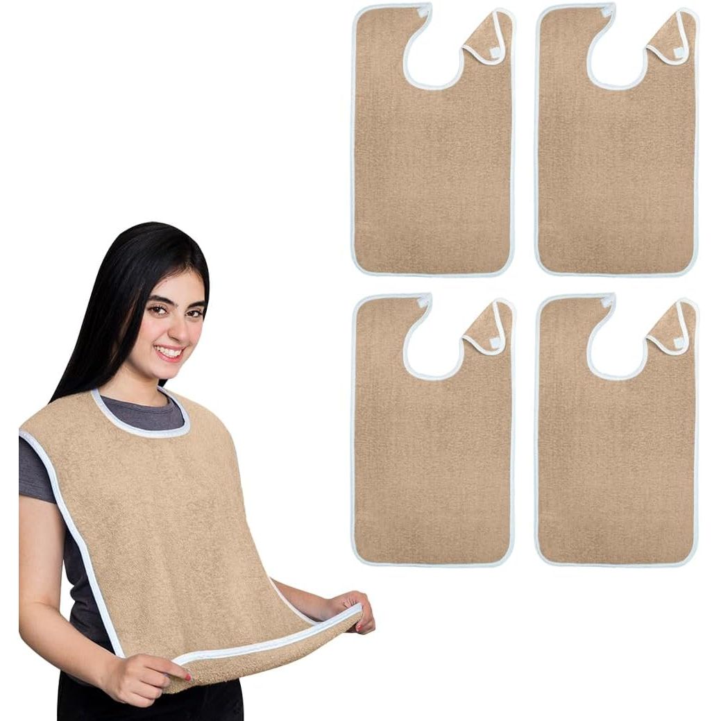 Buy now Avalon Towels Adult Bibs for Women 100% Cotton Bib for Adults for Eating - Terry Cloth Adult Bibs for Men Clothing Protectors Beige at indiglob india