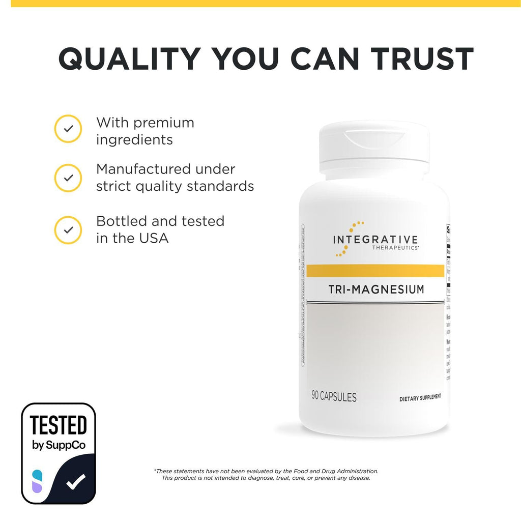 Integrative Therapeutics Tri-Magnesium - Supports Cellular Energy & Energy Metabolism* - Magnesium Supplement for Heart & Nerve Health Support* - Third-Party Tested - 90 Capsules (90 Servings)