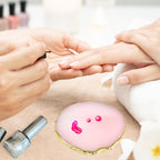2 Pack Resin Nail Art Palette, Gold Edge Nail Polish Palette, Pink & White