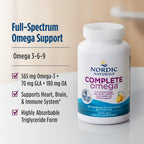 Nordic Naturals Complete Omega-3, w/EPA, DHA, & GLA, Lemon - 120 Softgels | 565mg Omega-3 per serving. Supports healthy skin, cognition & positive mood. Non-GMO. 60 servings per bottle.