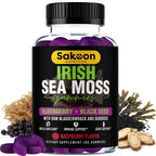Sakoon nutrition Wildcrafted Irish Sea Moss Gummies with Bladderwrack, Burdock Root, Elderberry & Black Seed Oil – Vegan, Non-GMO – 60 Gummies