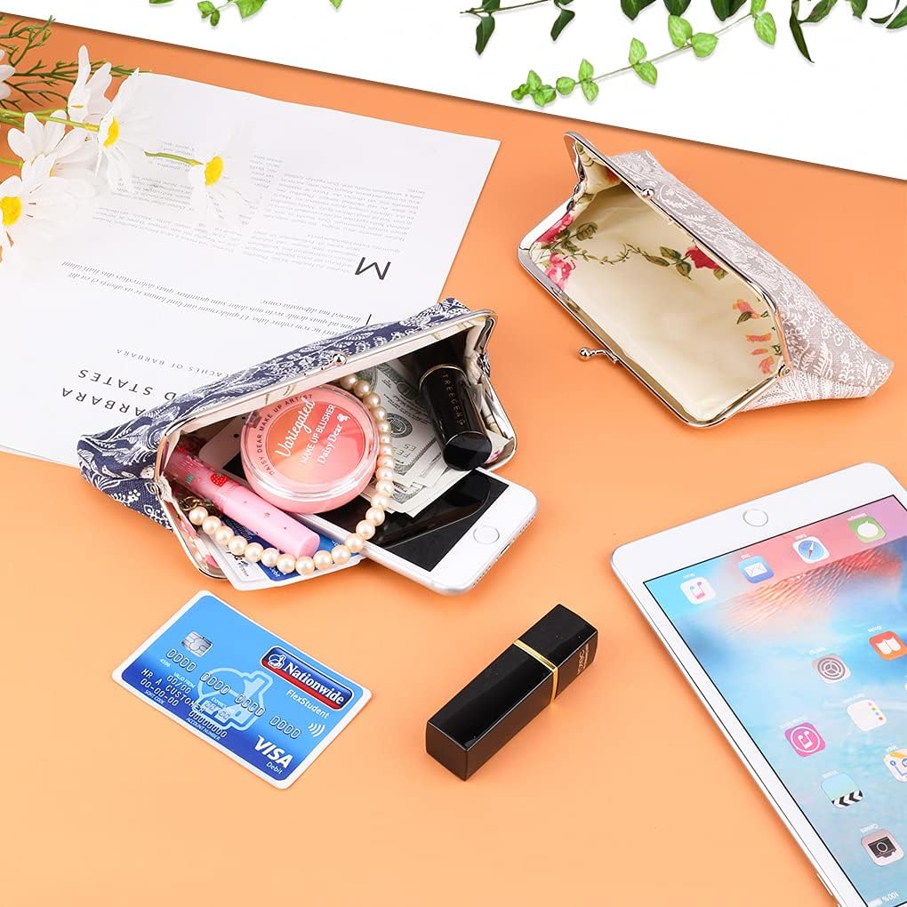 Buy now Oyachic 2 Packs Coin Purse Vintage Leaf Pouch Long Coin Pouch Women Wallet Kiss lock Cosmetic Bag Make up Bag Clasp Clutch at indiglob india