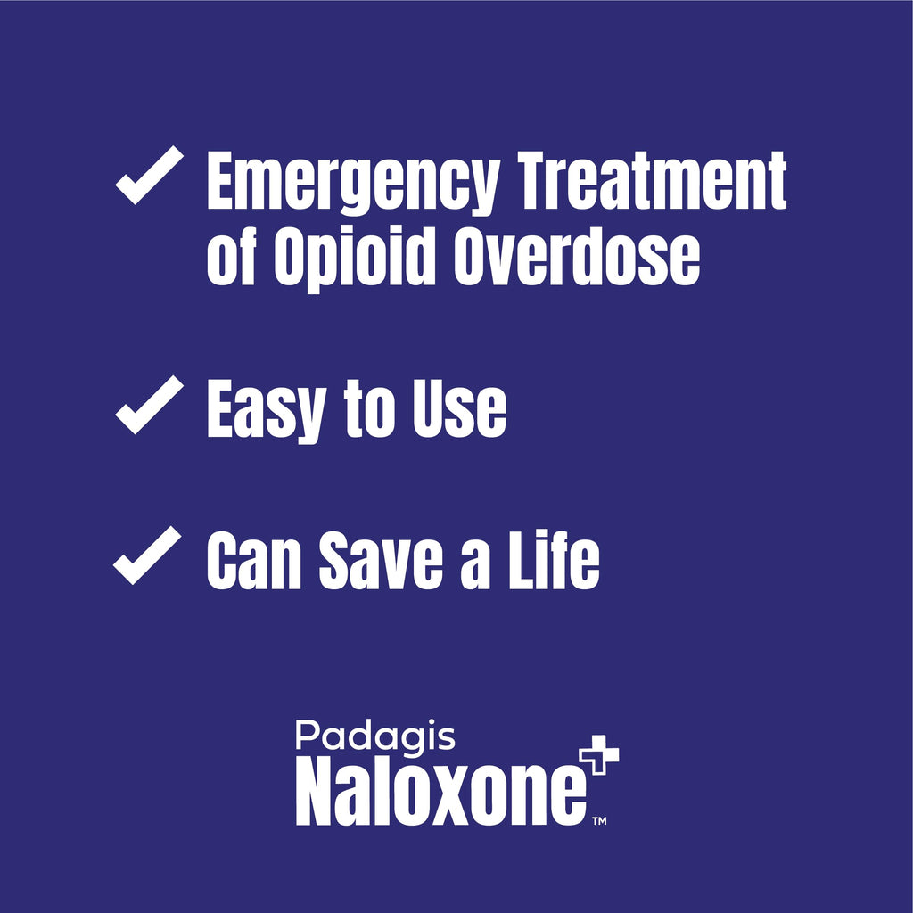 Padagis Naloxone HCI Nasal Spray, 4 mg – Emergency Treatment for Opioid Overdose - Rapid-Response Opioid Overdose Reversal, 2 Dose Single Use Nasal Spray