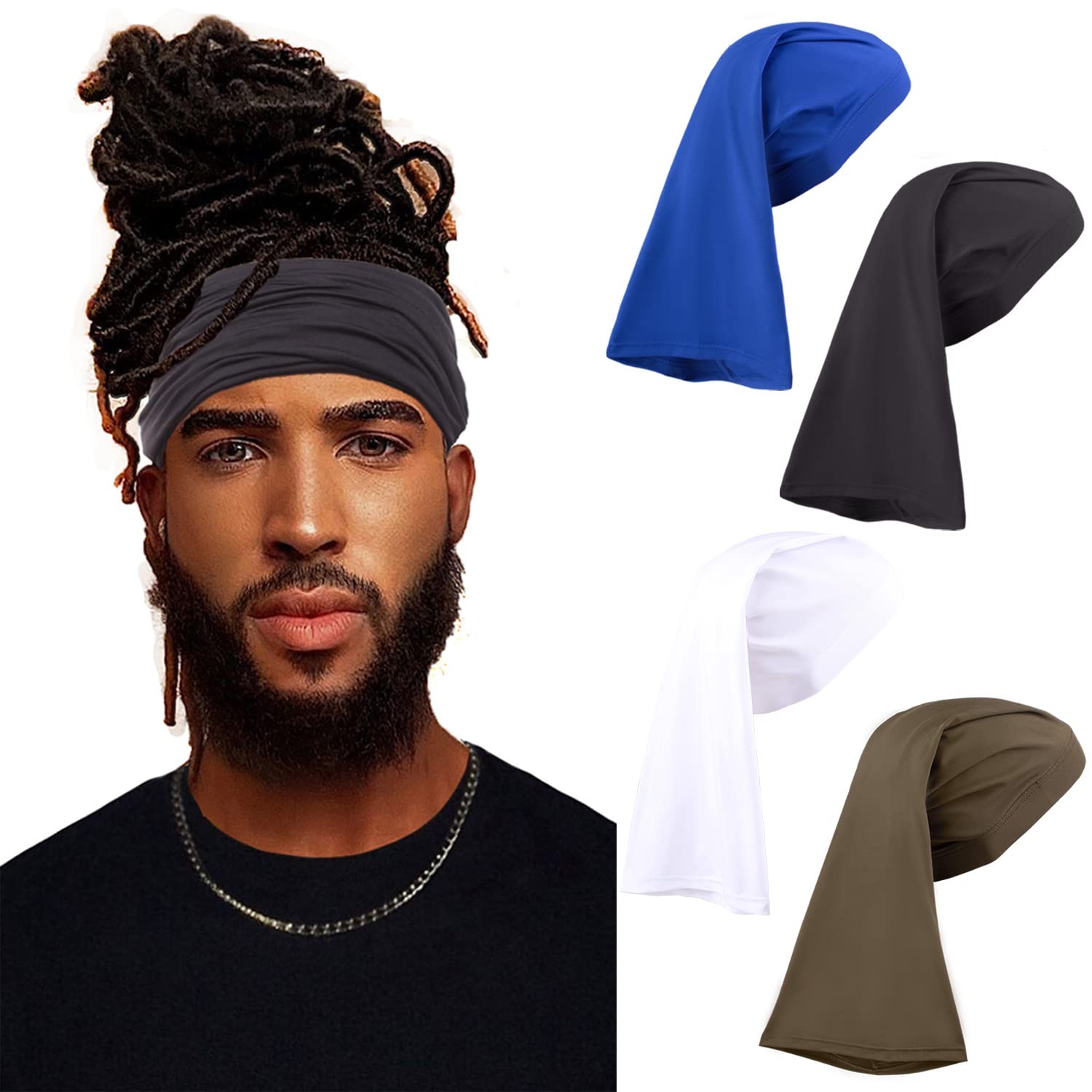 Buy now Leeven 2 Pieces Wide Elastic Loc Cap and Long Braid Cover for Full Hair, Stocking Sleep - Black Locs-Cap-7 at indiglob india