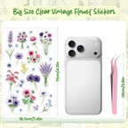 316Pcs Transparent Flower Stickers for Scrapbooking, Floral Decals Tweezer
