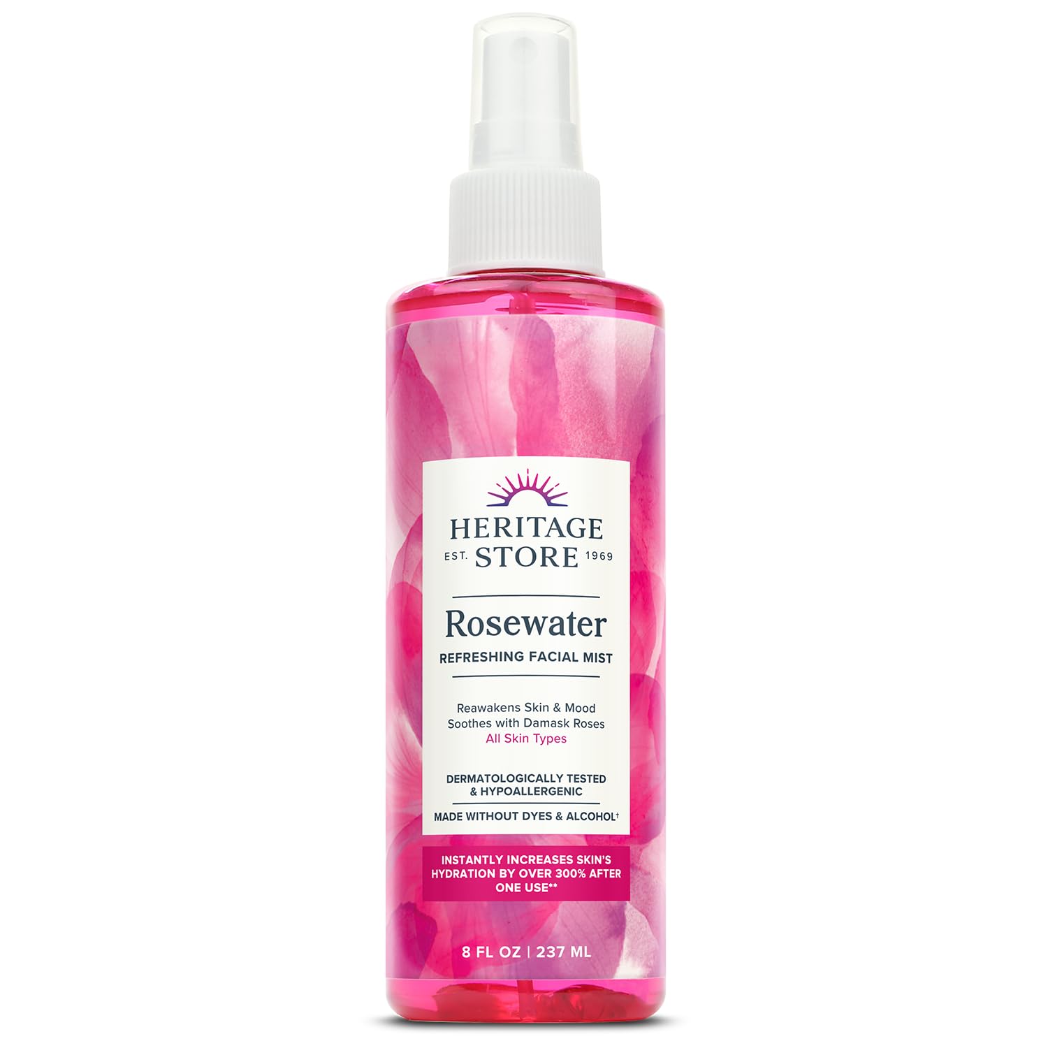 Buy now HERITAGE STORE Rosewater - Refreshing Face Mist with Damask Rose, All Skin Types - Hydrating Rose Water Spray for Glowing Skin Care - No Dyes or Alcohol, Hypoallergenic, Vegan, 60-Day Guarantee, 8oz at indiglob india